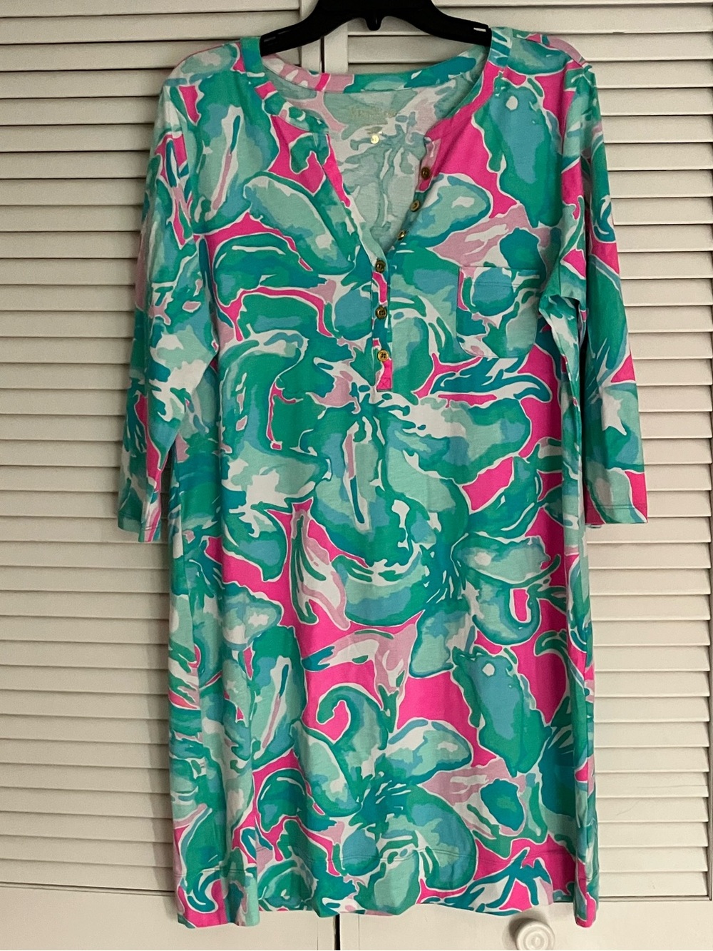 NWT Lilly Pulitzer Teal and Pink Floral Tunic    Cotton Dress (Size XL)